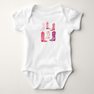 Cowgirl Pink Boots, Country Concert, Western Graph Baby Bodysuit