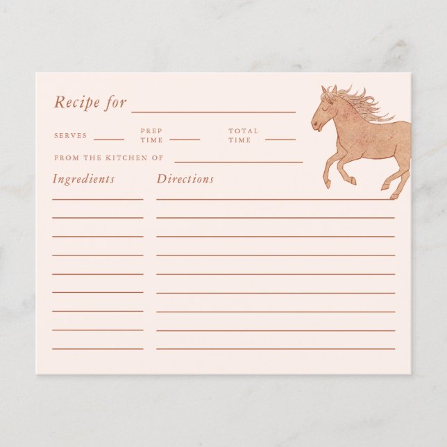 Cowgirl Pink Bridal Shower Recipe Card (Front)