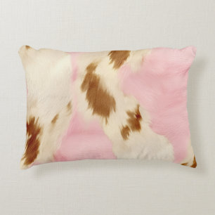 Cowgirl Pink Cream Brown Cowhide Accent Pillow