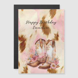 Cowgirl Pink Cream Brown Cowhide Hat & Boots