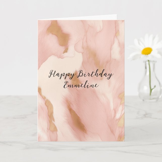 Cowgirl Pink Cream Brown Gold Cowhide  Card (Small Plant)