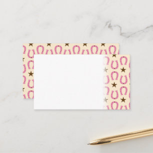Cowgirl Pink Horseshoe Sheriff Star Country Texas Appointment Card
