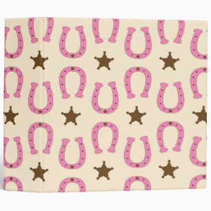 Cowgirl Pink Horseshoe Sheriff Star Country Texas Binder