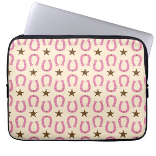 Cowgirl Pink Horseshoe Sheriff Star Country Texas Laptop Sleeve