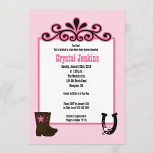 Cowgirl Pink Trendy Cowboy Boot Country Invitation