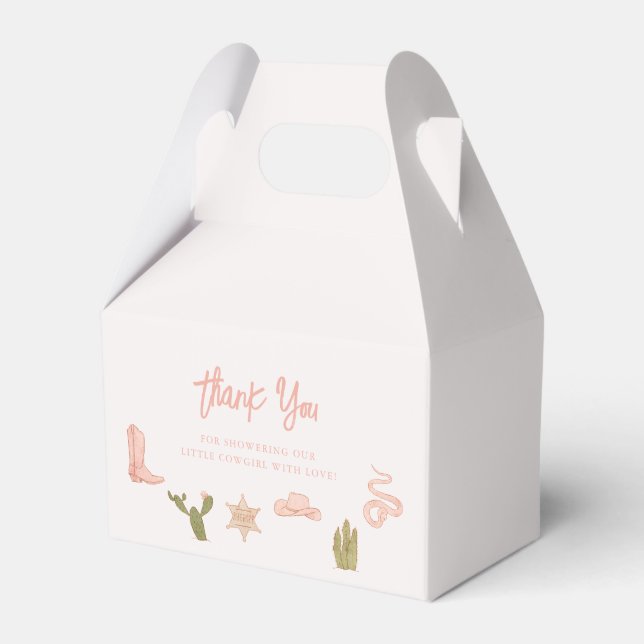 Cowgirl Pink Western Baby Shower Favor Box (Front Side)