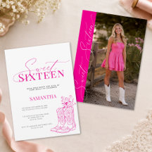 Cowgirl Pink Wildflower Photo Sweet 16 Birthday