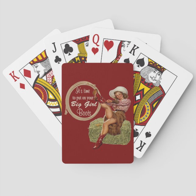 Cowgirl Put On You Big Boots Playing Cards (Back)