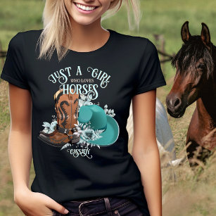 Cowgirl quote turquoise leather cowboy boots hat T-Shirt