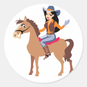 Cowgirl Riding A Horse Stickers