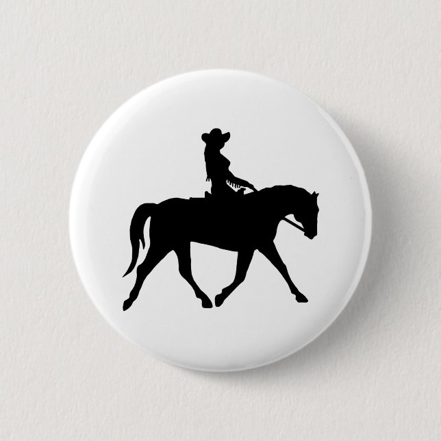 Cowgirl Riding Her Horse 2 Inch Round Button (Front)