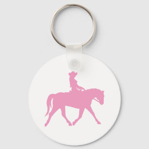 Cowgirl Riding Her Horse (pink) Keychain