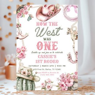 Cowgirl Rodeo 1st Birthday How The West Was One Invitation