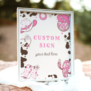 Cowgirl Rodeo birthday pink brown Custom sign
