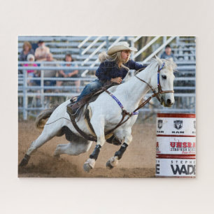 Cowgirl Rodeo Horse Barrel Western Sports Jigsaw Puzzle