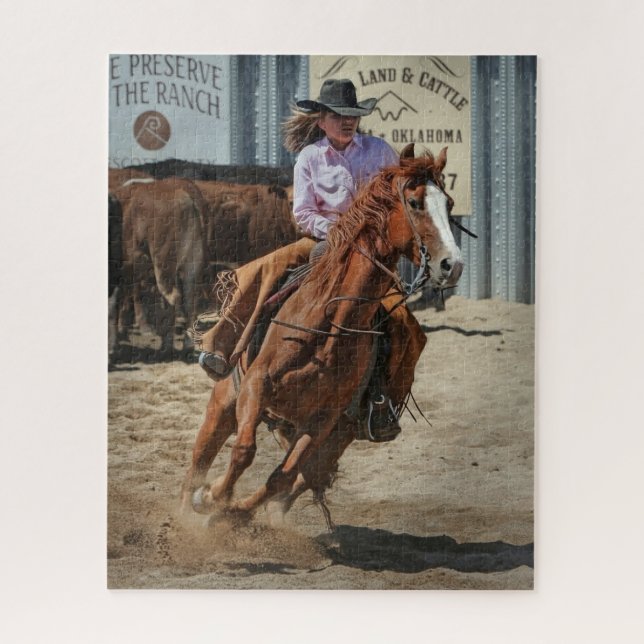 Cowgirl Rodeo Horse Horseback Ride Western Sports Jigsaw Puzzle (Vertical)