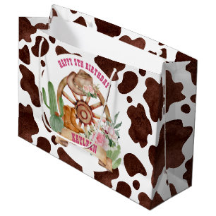 Cowgirl rodeo western birthday personalized large gift bag