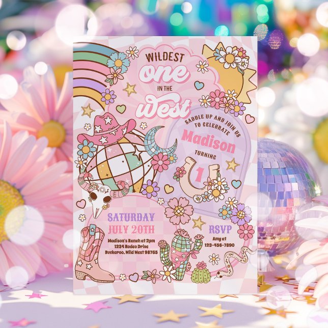Cowgirl Rodeo Wildest One In The West 1st Birthday Invitation (Creator Uploaded)