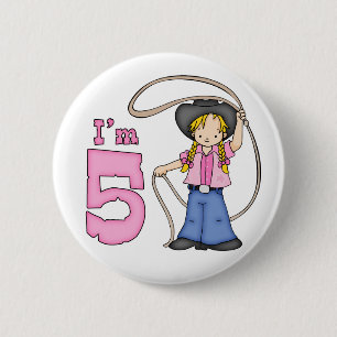 Cowgirl Roper 5th Birthday 2 Inch Round Button