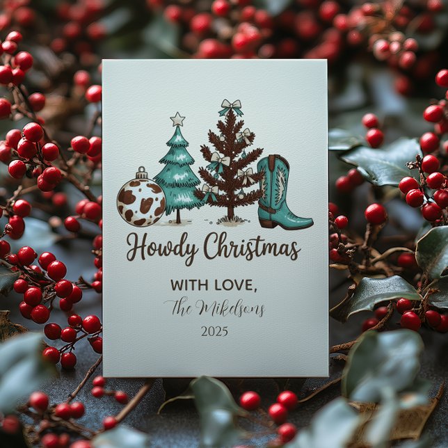 Cowgirl Rustic Howdy Christmas Holiday Card (Creator Uploaded)