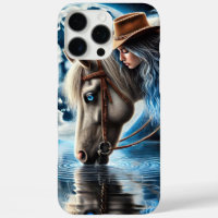 Cowgirl’s Tranquil Rest Beside the Moonlit Lake