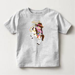 Cowgirl, Sheriff, Horse, Lasso, Brown Hair Toddler T-shirt
