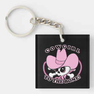 Cowgirl Skull Keychain