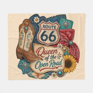 Cowgirl Spirit Of The Mother Road Fleece Blanket