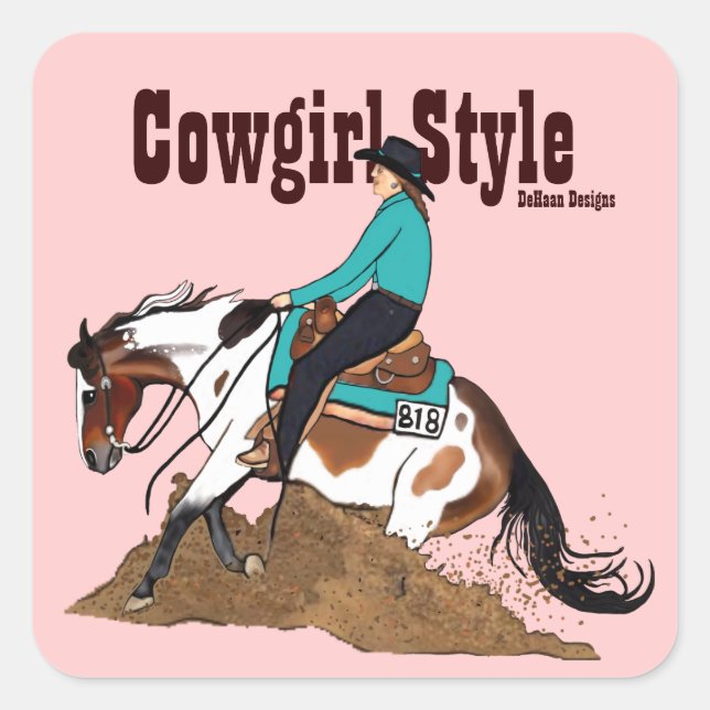 Cowgirl Style Reining Horse Sticker (Front)