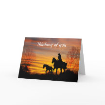 Cowgirl Sunset Horseback Ride Carte de voeux