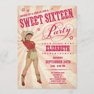 Cowgirl Sweet 16 Invitations