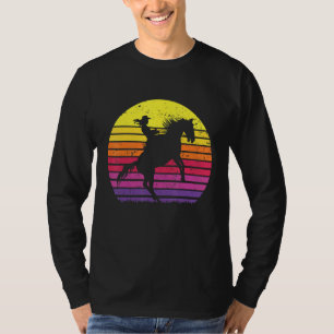 Cowgirl Texas Ranch Girl Horse Riding Sunset Retro T-Shirt