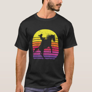Cowgirl Texas Ranch Girl Horse Riding Sunset Retro T-Shirt