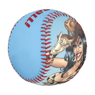 Cowgirl Tipping Her Cowboy Hat Illustration Baseball