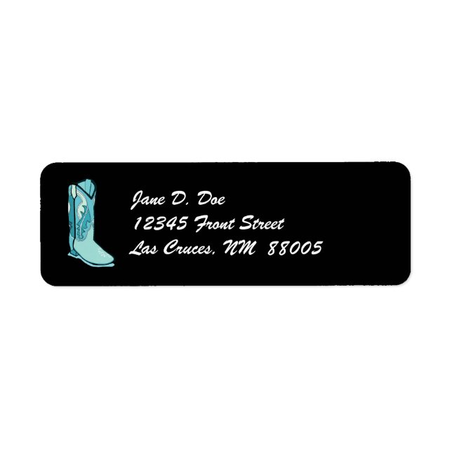 Cowgirl Turquoise noir blanc Étiquettes de adresse (Devant)