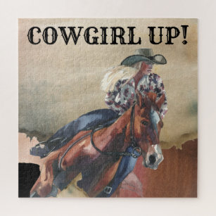 Cowgirl Up Horseback Riding Western Hard Jigsaw Puzzle