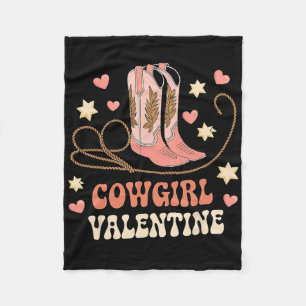 Cowgirl Valentine Pink Boots Y2k Country Girls Val Fleece Blanket