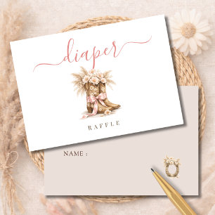 Cowgirl Western Baby Shower Activity Diaper Raffle Thank You Card