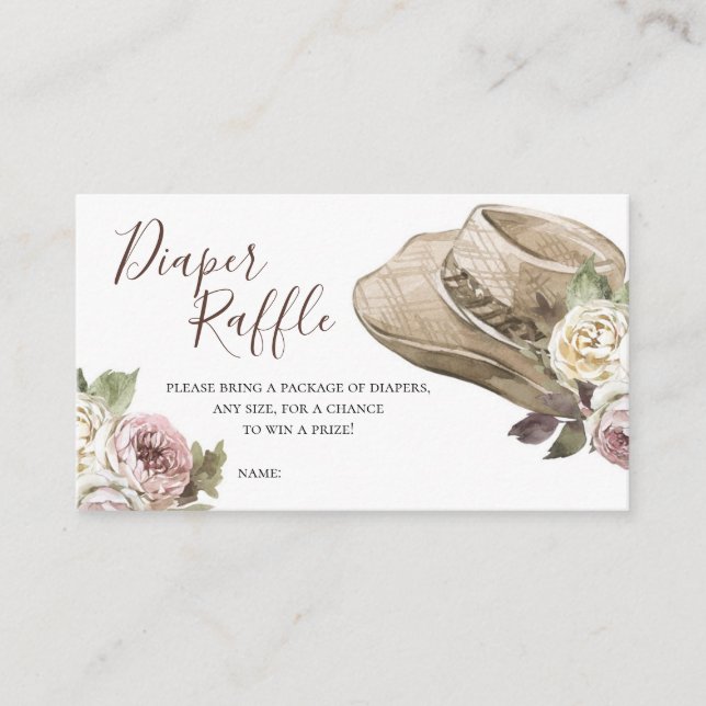 Cowgirl Western Baby Shower Diaper Raffle Enclosure Card (Front)