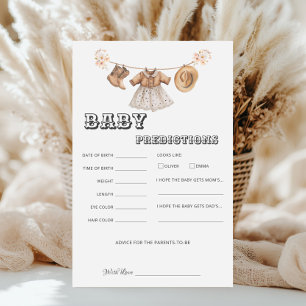 Cowgirl Western Baby Shower Predictions Fun Game