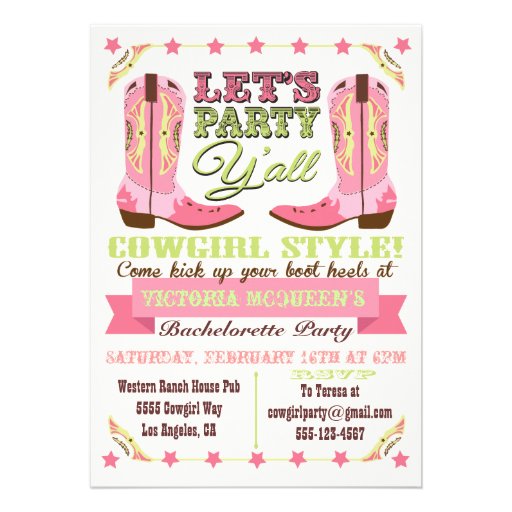 Cowgirl Bachelorette Party Invitations 7