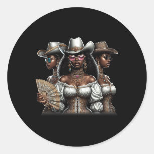 Cowgirl Western Country Texas Rodeo Black African Classic Round Sticker