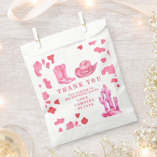Cowgirl Western First Rodeo Birthday Thank You Favour Bag