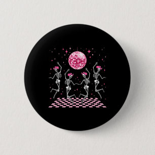 Cowgirl Western Funny Dancing Skeletons And Disco 2 Inch Round Button