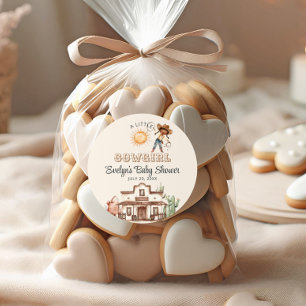 Cowgirl Western Girl Ranch Cactus Baby Shower Classic Round Sticker