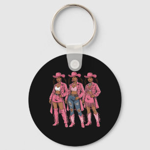 Cowgirl Western Melanin Juneteenth Black History M Keychain