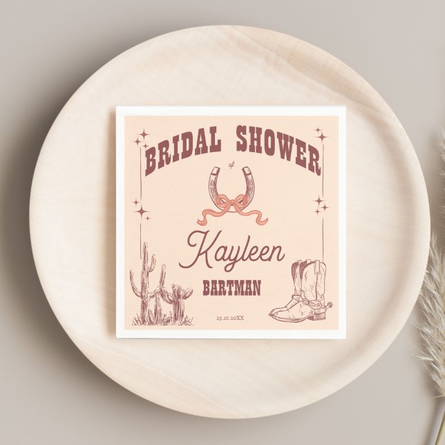 Cowgirl western retro bridal shower customized napkin (Cowgirl western retro bridal shower monogrammed customized napkins personalized tableware)