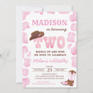Cowgirl Western Second 2nd Birthday Invitations