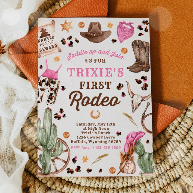 Cowgirl Wild West 1st Rodeo Ranch Birthday Party Invitation (Creator Uploaded)