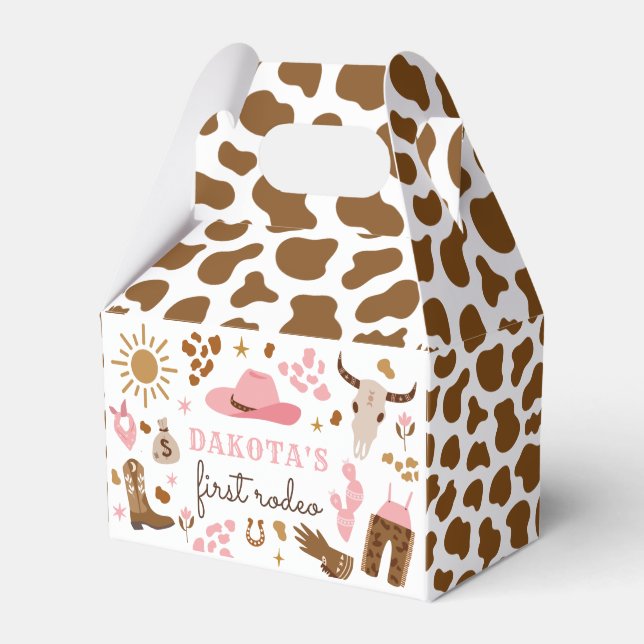 Cowgirl Wild West Rodeo Ranch Birthday Party Decor Favor Box (Front Side)